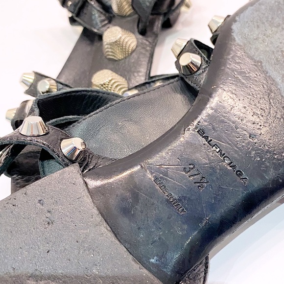 Balenciaga Black Arena Studded Sandals - 37.5 - Picture 8 of 9